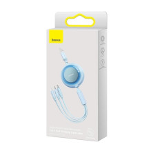 Кабель Baseus Bright Mirror 2 Series Retractable 3-in-1 Fast Charging Data Cable USB to Lightning+Type-C+MicroUSB 3.5А 1.1m Блакитний