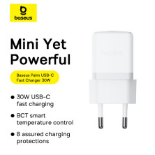 Сетевое зарядное устройство Baseus Palm Fast Charger 1C PD3.0 30W Type-C 3A  + Кабель Type-C to Type-C 60W 20V/3A 1м Белый