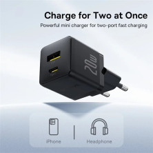 Сетевое зарядное устройство Baseus Palm Fast Charger QC3.0+PD3.0 20W USB+Type-C 3A Черный