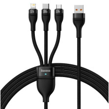 Кабель Baseus Flash Series 2 3-in-1 Fast Charging Data Cable USB to Lightning+Type-C+MicroUSB 66W 1.2m Чорний