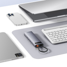 USB-хаб Baseus 11in1 Metal Gleam 11-Port Type-C HUB Adapter Type-C to USB3.0*3, USB2.0*1,Type-C(PD)*1, 4KHDMI*1, VGA, RJ45, TF, SD Серый