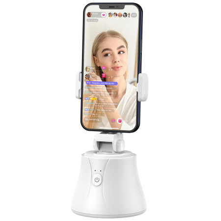 Смарт держатель для смартфона одноосевой стабилизатор Baseus 360°AI Following Shot Tripod Head Белый