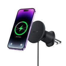 Бездротовий автомобільний зарядний пристрій Baseus CW01 Magnetic Wireless Charging Car Mount Claw з функцією MagSafe і технологією Qi 15W Чорний