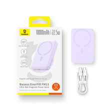 УМБ Baseus EnerFill FM11 Ultra-Mini Magnetic 2in1 10000mAh 22.5W 3A QC3.0+PD3.0 с Беспроводной зарядкой Qi 15W Фиолетовый