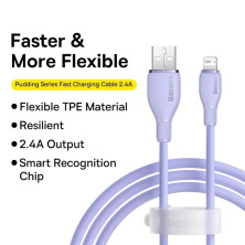 Кабель Baseus Pudding Series Fast Charging Data Cable USB to Lightning 2.4A 2m Фіолетовий