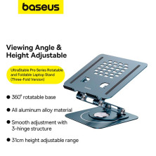 Подставка для ноутбука Baseus UltraStable Pro Series Rotatable and Foldable Laptop Stand на 3 шарнирах вращение 360° Серый