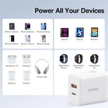 Мережевий зарядний пристрій Baseus Cube Fast Charger QC3.0+PD3.0 30W USB+Type-C 3A Білий