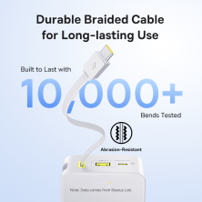 УМБ Baseus EnerFill FC51 Bipow2 Pro 20000mAh 22.5W 2.4A з технологією QC3.0+PD3.0 та Type-C кабелем 22.5W Білий