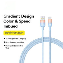 Кабель Baseus Discolor Series Fast Charging Data Cable USB to Type-C 100W 20V 5A 1m Блакитний