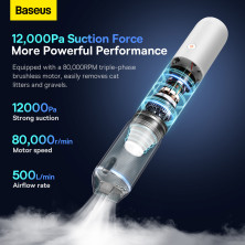 Аккумуляторный пылесос Baseus A3lite Car Vacuum Cleaner 100 Вт 12000 Па Белый