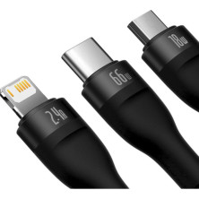 Кабель Baseus Flash Series 2 3-in-1 Fast Charging Data Cable USB to Lightning+Type-C+MicroUSB 66W 1.2m Черный