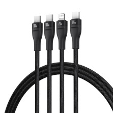 Кабель Baseus Flash Series 3 3-in-1 Fast Charging Data Cable  Type-C to Lightning+Type-C+Type-C 100W 1.5m Чорний