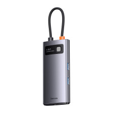 USB-хаб Baseus 4in1 Metal Gleam 4-Port Type-C HUB Adapter Type-C to USB3.0*3, RJ45 Сірий