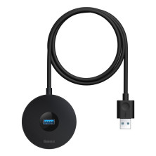 USB-хаб Baseus 4in1 Round Box HUB Adapter Type-A to USB3.0, USB2.0*3 кабель 1м Чорний