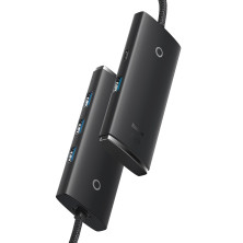 USB-хаб Baseus 4in1 Lite Series 4-Port Type-A HUB Adapter Type-A to USB3.0*4 кабель 1м Чорний