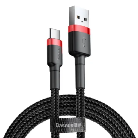 Кабель Baseus Cafule Cable USB to Type-C QC3.0 3A 1m Чорно-Червоний