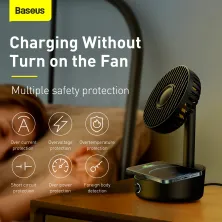 Вентилятор портативний Baseus Hermit Desktop Wireless Charger Fan настільний з функцією бездротової зарядки Qi 10W Чорний