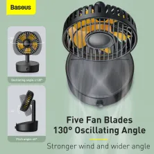 Вентилятор портативний Baseus Hermit Desktop Wireless Charger Fan настільний з функцією бездротової зарядки Qi 10W Чорний