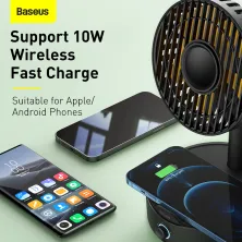 Вентилятор портативний Baseus Hermit Desktop Wireless Charger Fan настільний з функцією бездротової зарядки Qi 10W Чорний