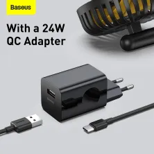 Вентилятор портативний Baseus Hermit Desktop Wireless Charger Fan настільний з функцією бездротової зарядки Qi 10W Чорний