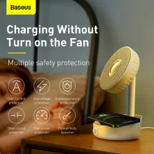 Вентилятор портативний Baseus Hermit Desktop Wireless Charger Fan настільний з функцією бездротової зарядки Qi 10W Білий