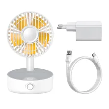 Вентилятор портативний Baseus Hermit Desktop Wireless Charger Fan настільний з функцією бездротової зарядки Qi 10W Білий
