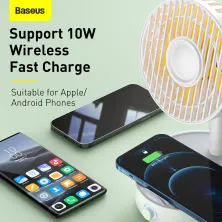 Вентилятор портативний Baseus Hermit Desktop Wireless Charger Fan настільний з функцією бездротової зарядки Qi 10W Білий