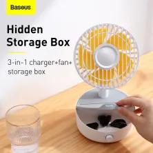 Вентилятор портативний Baseus Hermit Desktop Wireless Charger Fan настільний з функцією бездротової зарядки Qi 10W Білий