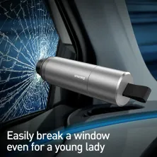 Аварійний молоток і ніж для ременя автомобільний Baseus Sharp Tool Safety Hammer Сріблястий