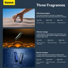 Ароматизатор в машину Baseus Graceful Car Fragrance Night Silver і 6 арома-картриджів Синій