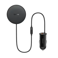 Беспроводное автомобильное зарядное устройство Baseus CW01 Magnetic Wireless Charging Car Mount 40W с функцией MagSafe и Qi 15W+USB 25W Черный