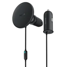 Бездротовий автомобільний зарядний пристрій Baseus CW01 Magnetic Wireless Charging Car Mount 40W з функцією MagSafe і Qi 15W+Type-C 25W Чорний