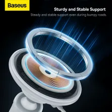 Беспроводное автомобильное зарядное устройство Baseus CW01 Magnetic Wireless Charging Car Mount 40W с функцией MagSafe и Qi 15W+USB 25W Белый
