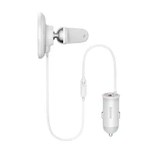 Беспроводное автомобильное зарядное устройство Baseus CW01 Magnetic Wireless Charging Car Mount 40W с функцией MagSafe и Qi 15W+USB 25W Белый