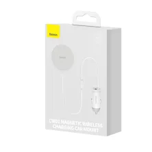 Беспроводное автомобильное зарядное устройство Baseus CW01 Magnetic Wireless Charging Car Mount 40W с функцией MagSafe и Qi 15W+USB 25W Белый