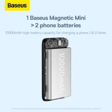 УМБ Baseus Magnetic Mini Wireless Fast Charge 2in1 10000mAh 20W 2.4A QC3.0+PD3.0 з Бездротовою зарядкою Qi 15W Чорний