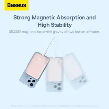 УМБ Baseus Magnetic Mini Wireless Fast Charge 2in1 10000mAh 20W 2.4A QC3.0+PD3.0 з Бездротовою зарядкою Qi 15W Рожевий