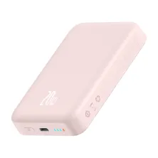 УМБ Baseus Magnetic Mini Wireless Fast Charge 2in1 10000mAh 20W 2.4A QC3.0+PD3.0 з Бездротовою зарядкою Qi 15W Рожевий