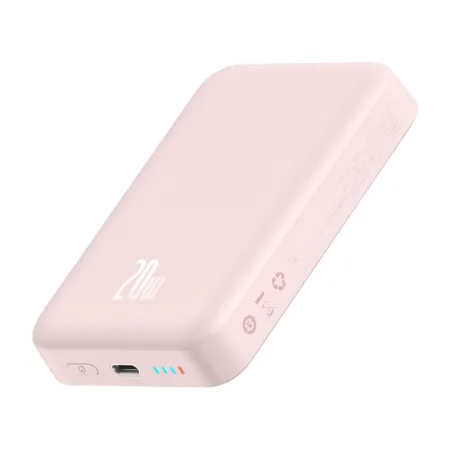 УМБ Baseus Magnetic Mini Wireless Fast Charge 2in1 10000mAh 20W 2.4A QC3.0+PD3.0 з Бездротовою зарядкою Qi 15W Рожевий