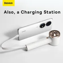 Вентилятор портативный Baseus Flyer Turbine Handheld Fan с аккумулятором 4000 мАч функцией павербанка и встроенным Type-C кабелем Белый