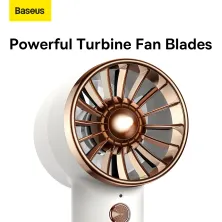 Вентилятор портативный Baseus Flyer Turbine Handheld Fan с аккумулятором 4000 мАч функцией павербанка и встроенным Lightning кабелем Белый