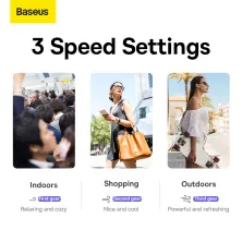 Вентилятор портативный Baseus Flyer Turbine Handheld Fan с аккумулятором 4000 мАч функцией павербанка и встроенным Lightning кабелем Белый