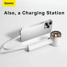 Вентилятор портативный Baseus Flyer Turbine Handheld Fan с аккумулятором 4000 мАч функцией павербанка и встроенным Lightning кабелем Белый