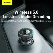 FM-трансмітер Baseus Enjoy Car Wireless AUX MP3 Charger 2USB 3.4A Чорний