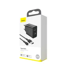 Сетевое зарядное устройство Baseus Speed Mini Dual U Charger 2USB 2.1A 10.5W + Кабель 2.4A USB to Lightning 1м Черный