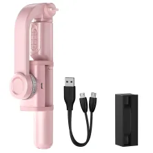 Селфи-монопод Baseus Lovely Uniaxial 3in1 с функцией штатива стабилизатором и пультом Bluetooth Розовый