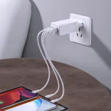 Мережевий зарядний пристрій Baseus Quick GaN Travel QC4.0+PD3.0 65W USB+2Type-C 5A Білий