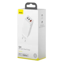 Мережевий зарядний пристрій Baseus Quick GaN Travel QC4.0+PD3.0 65W USB+2Type-C 5A Білий