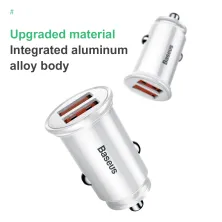Автомобильное зарядное устройство Baseus Circular Plastic QC 3.0 30W 2USB 5A Серебристый