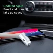Автомобильное зарядное устройство Baseus Circular Plastic QC 3.0 30W 2USB 5A Серебристый